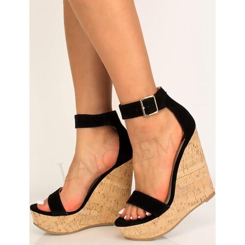 BERZIMER Platform Wedges Women Sandals Heels Pumps Party Sandalias Height Increase Basic Shoes Woman Large Size 39 44 47 52