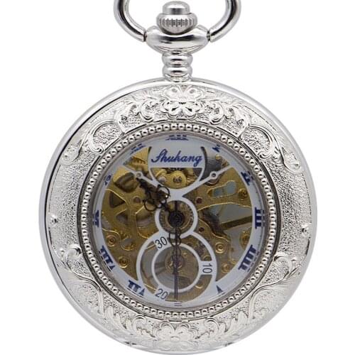 Vintage Luxury Mechanical Pocket Watches Steampunk Watches Fob Chain Men Womens Best Gift Box pjx1369