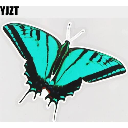 YJZT 15.5×12.4CM Pretty Blue Butterfly Cartoon Car Body Window Decoration Stickers Animal Decals 21A-0219
