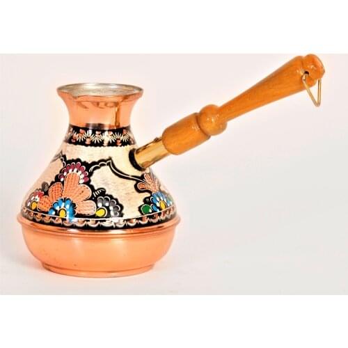 WONDERFUL AUTHENTIC Turkish handmade russian shape copper Cezve, Cezve Jezve, Ibrik enamel carved turkish pattern FREE SHİPPİNG