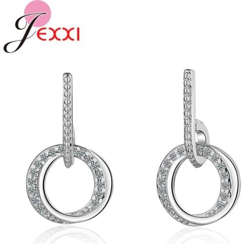 Dedicate Statement Round Cubic Zircon Earrings Metal Stud Earrings For Women Fashion Earrings Modern Jewelry