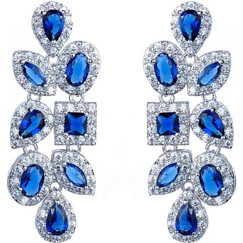 New Design Crystal Ladies Fashion Dangle Jewelry Earring Cubic Zircon Drop Earrings for Wedding Party Gift GLE1950