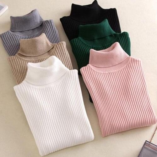 Women Sweaters Winter Autumn Turtle Neck Sweater Elastic Slim Knitted Pullover Bottoming Sweater Women Pullovers Sweaters