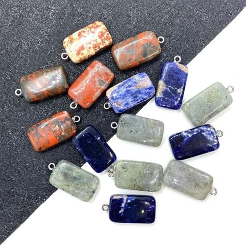 5pcs/bag Natural Stone Pendant Rectangular 15x29mm Lapis Lazuli Pendant for DIY Handmade Necklace, Bracelet, Jewelry Accessories