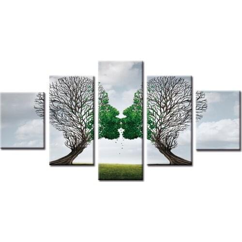Embroidery 5D Diamond Cross Stitch 5 Pcs Painting Big Tree Series Kiss Home Decor Full Round Drill Modern Picture Home Wall Art
