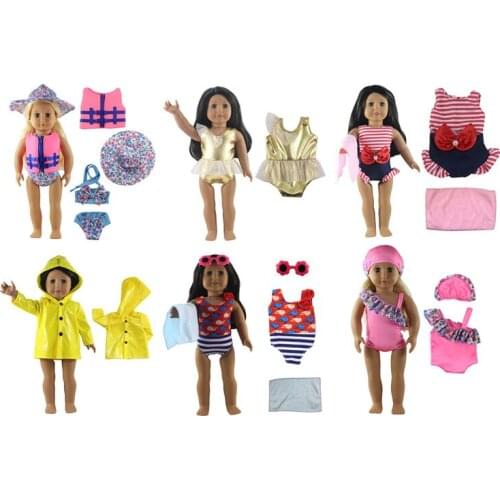 6 Set Different styles Swimwear Swimsuit /life jacket Clothes For 18 inch American Doll Generation Doll Clothes