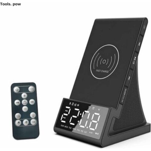 Wireless Charging Alarm Clock with FM Radio,Bluetooth Speaker with USB Charger Port,Bedroom/Child Electric Clock Support TF Card