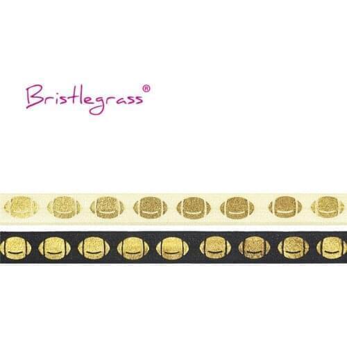 BRISTLEGRASS 100 Yard by Roll 5/8" 15mm Rugby Rugger Football Foil Print Foldover Elastic FOE Spandex Band Hair Tie Dress Sewing