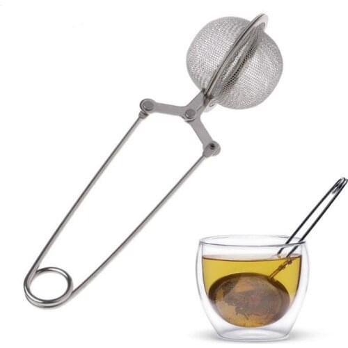 Tea Infuser 304 Stainless Steel Sphere Mesh Tea Strainer Coffee Herb Spice Filter Diffuser Handle Tea Ball Kitchen Tool LX1925
