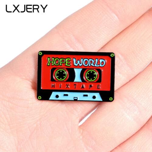 LXJERY Enamel Hope World Pop Music Tape Pins Badge On Backpack Vintage Brooch Pins For Clothes Broche For Women Girls Gift