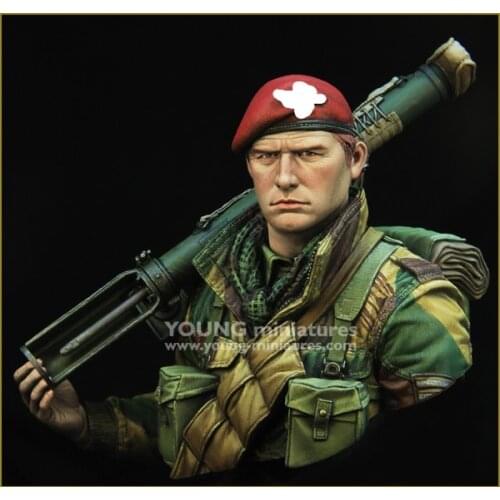 1/10 British Airborne WWII with PIAT, Resin kit Bust Figure GK, Military subject matter, Uncoated No colour