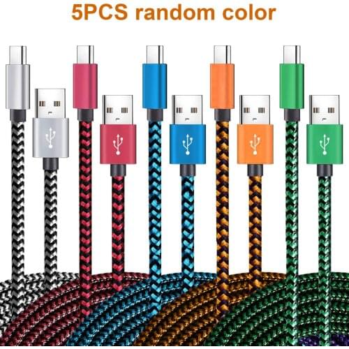 5 Pcs USB 2.0 C to A Cable Fast Charging 100cm USB Type-C Data Cable USB C Braided Wire 1 Meter