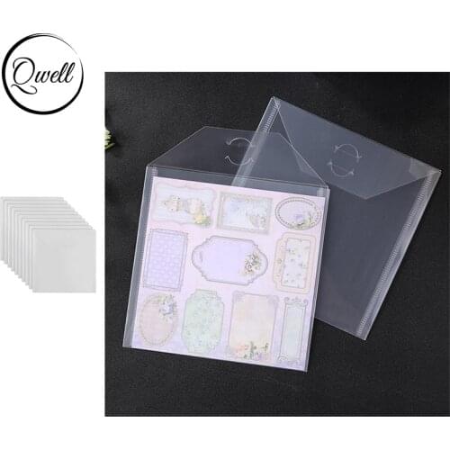 QWELL Storage Pockets Transparent Plastic Folder Organizing 6*6inch Scrapbook Paper Stamps Embossing Dies Template 10pcs/set