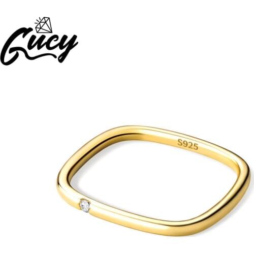 GUCY Classic Wedding Women Ring Simple Finger Rings With Middle Paved CZ Understated Delicate Female Engagement Jewelry