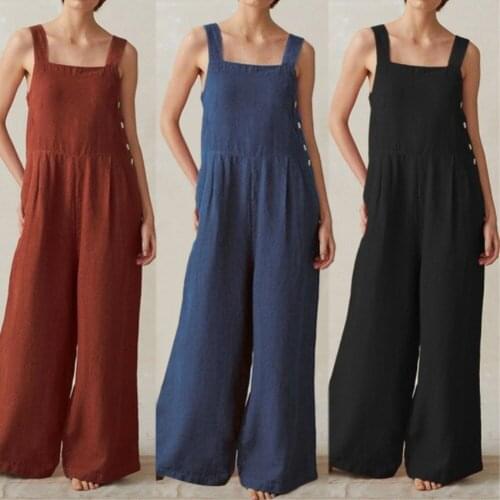 Womens Oversize Bib Trousers Bib Pants Overalls Women Sleeveless Buttons Pockets Wide Leg Jumpsuit Bib Overall Work Clothes