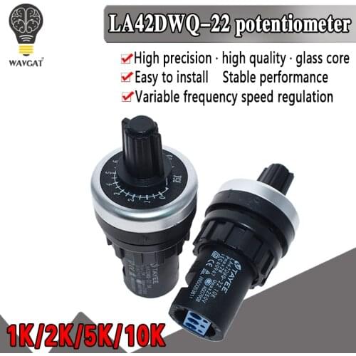 LA42DWQ-22 1K 2K 5K 10K 22mm Diameter Pots Rotary Potentiometer Converter Governor Inverter Resistance Switch