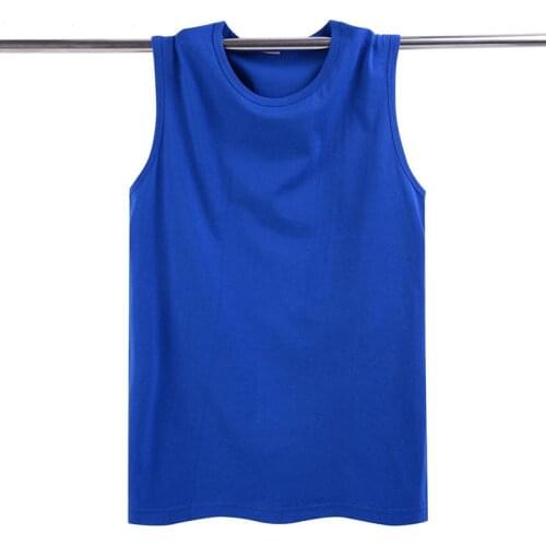 Summer Fitness Sweatshirt Loose Mens Vest Low Price Cotton XL 3XL 4XL 5XL Sleeveless Blue