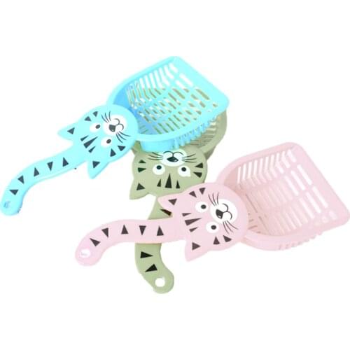 Pet Cat Litter Shovel Sandbox Scoop Cute Little Tiger Tail Handle Cat Sand Box Shovel Mesh Spoon