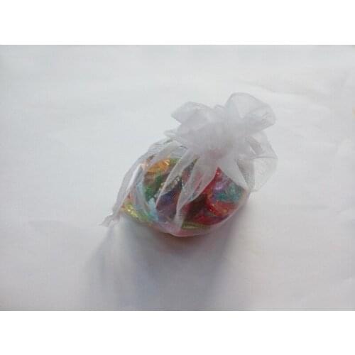 100pcs 10*15 White gift bags for jewelry/wedding/christmas/birthday Organza Bags with handles Packaging Yarn bag