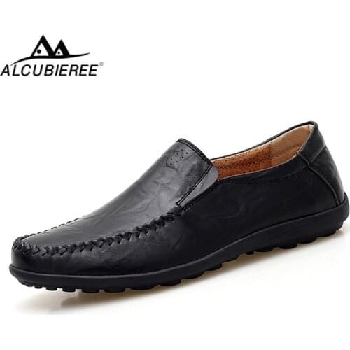 ALCUBIEREE Summer Breathable Shoes Handmade Mens Loafers Split Leather Men Driving Shoes Casual Mens Moccasins Shoes Big Size 45