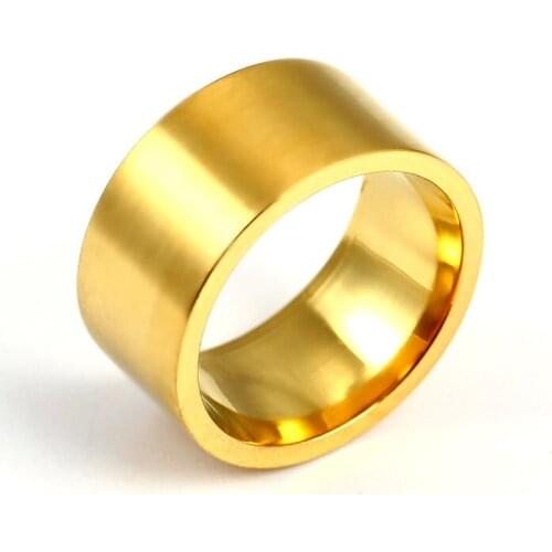 MOREDEAR 10mm Bright Polish Gold Color Titanium Ring for Men and Women