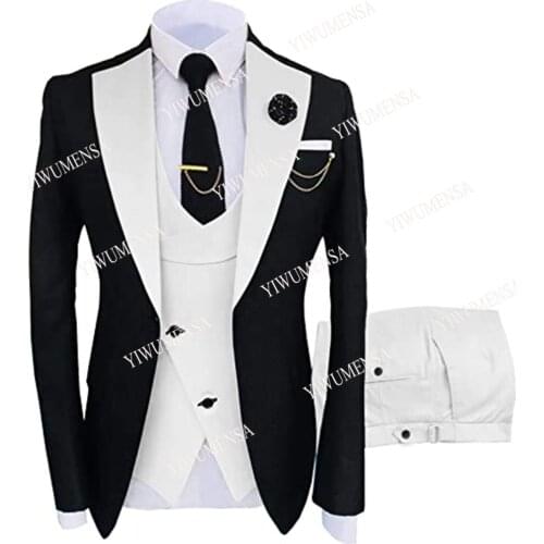 YIWUMENSA Peak Lapel Groom Wear Tailor-Made Suits Formal Wedding Prom Party Evening Men Blazer Tuxedos Fit Jacket+Vest+Pants