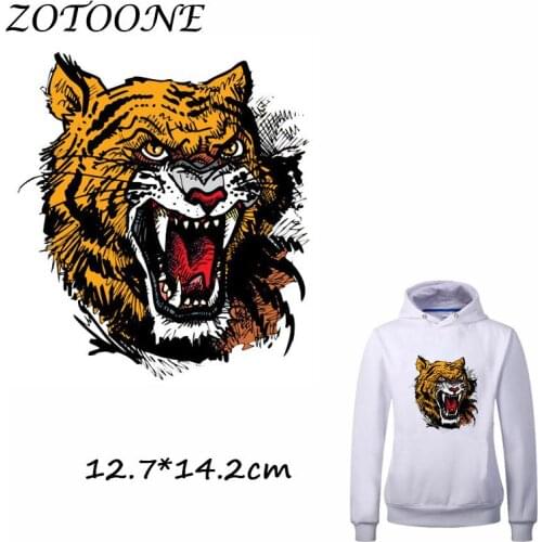 ZOTOONE Patches for Clothing Tiger Patch Heat Transfer DIY Accessory Decoration Iron on Patches Beaded Applique Clothes T Shirt