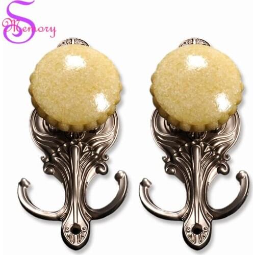 2017NEW Luxury Curtain Tie Back Tieback Holders Alloy marble Clothes Hat Wall Hooks Hanger Home Decor