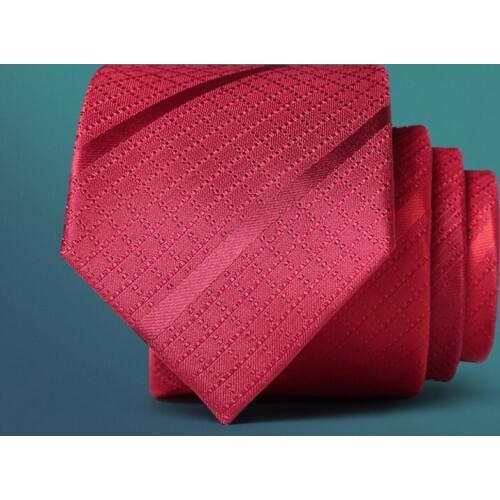 2018 new arrivals classic men business formal wedding tie 7cm red plaid neck tie fashion shirt dress accessories with gift box
