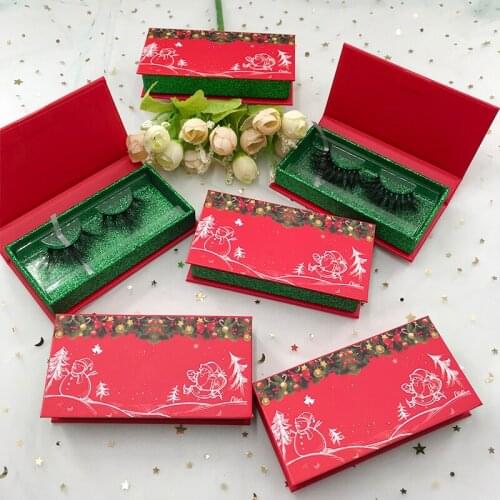 Wholesales Christmas Hard Magnetic Lash Box For 25mm Mink Empty Eye Lashes Eyelash Packaging Lash Boxes With Tray