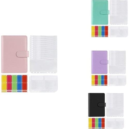 14 Binder Bags A6 with Leather Binder Cover, 6 Rings Budget Binder with Cash Envelope, Money Saving Binder