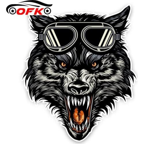 Personalized Fashion Goggles Wolf Head Decal Motorcycle Cool Decal Car Decoration Sticker Pvc Waterproof Sticker, 15cm*13cm