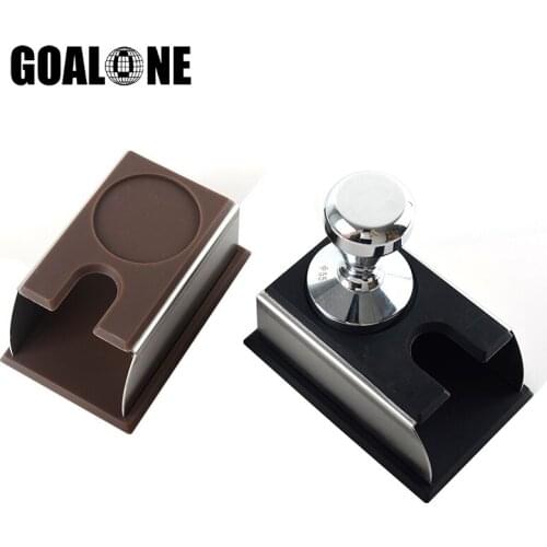 GOALONE Stand Stainless Steel Coffee Tamper Holder Practical Coffee Tamper Stand Reusable Silicone Tamping Mat Durabl Coffeeware