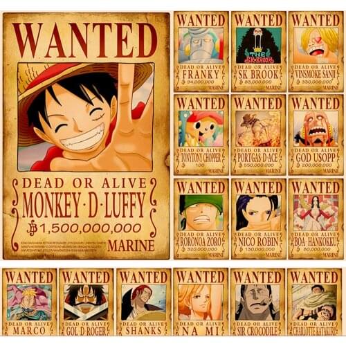 Vintage Japanese Anime One Pieces Posters Kraft Paper Home Decor Wall Stickers Luffy Retro Poster Bar Living Room Wall Art Decor