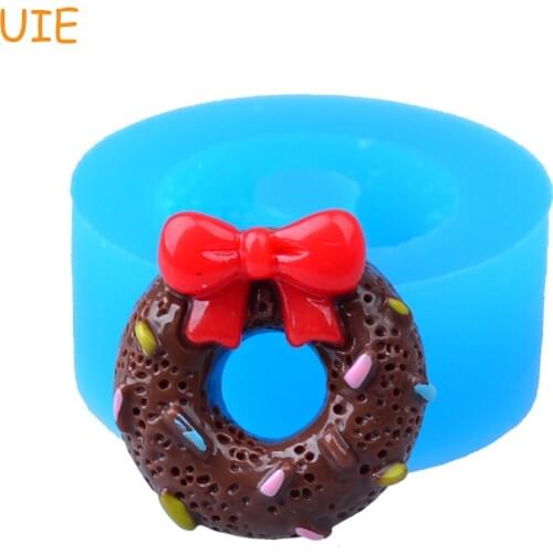 TYL088U 18.9mm Donut with Bow Silicone Mold - Doughnut Mold Cupcake Topper, Fondant Craft, Chocolate, Cookie Biscuit, Resin Mold