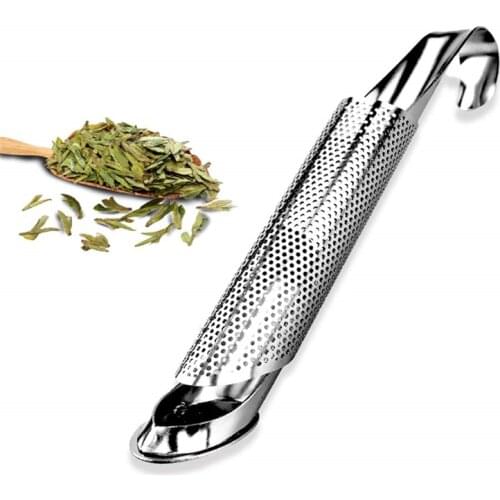 Stainless Steel Tea Infuser Strainer Spoon with Hook Handle Tea Filter Pipe Design OOlong Puer Black Tea Tools Accessories