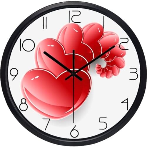 Modern Red Heart Wall Clock All Match Wall Clock 3sizes, Silent Home Family Office Decorate Hang Clock