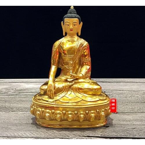 GOOD --20cm Buddhist Buddhism efficacious Protection Tibet Nepal Gold-plated brass gold Mitukpa Buddha Religious statue