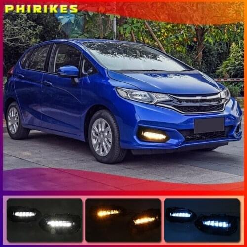 2PCS LED Daytime Running Light For Honda Fit Jazz 2018 2019 Car Accessories Waterproof 12V DRL LED Fog Lamp Decoration