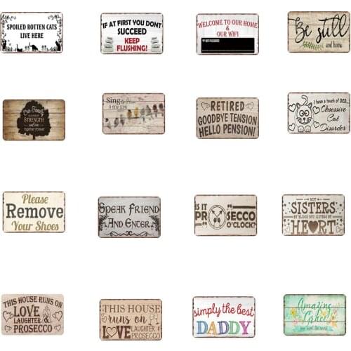 Warm Slogan Welcome To My Home Vintage Metal Tin Signs Shabby Chic Tinplate Art Wall Mural Home Decoration Iron Painting