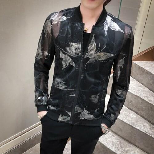 Thin Nightclub Paisley Jacket Black Prom Outwear Stage Cloth For Men Jaqueta Masculina Summer Jacket Party Bomber Jacket Men