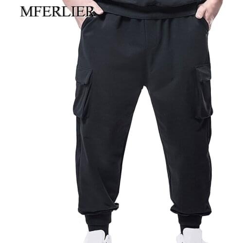 Autumn Spring men pants 7XL Weight 140kg 5XL 6XL Long pants men black colors