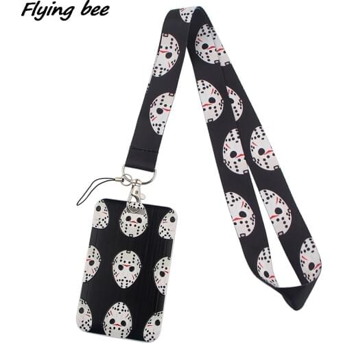 Flyingbee Horror Killer Friday The 13th Lanyard Credit Card ID Holder Student Travel Bank Bus Business Card Cover Badge X1439