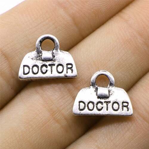WYSIWYG 10pcs Charms Doctor Medical Kit 11x14mm Antique Silver Color Pendant Doctor Medical Kit Charms Jewelry Findings
