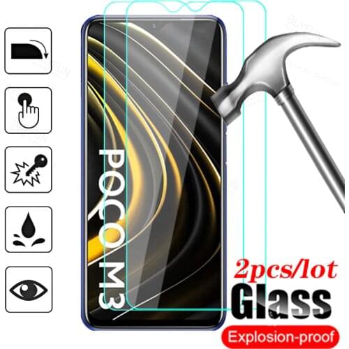 2Pcs Tempered Glass For Xiaomi POCO M3 Glass Protector Film on Xiami POCOM3 Xiomi POKO M 3 POCCO 3M Protective Glass Case