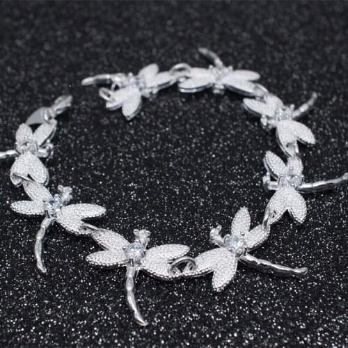 2021 New Dropship Eight Dragonfly Bracelet For Women Trendy Silver Plated Female Jewelry Birthday Party Gifts