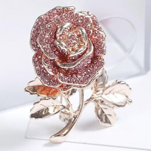 10 pieces/lot free shipping Valentines Day Fashion Rhinestone Multi Style Flower Rose Plant Brooch Pin