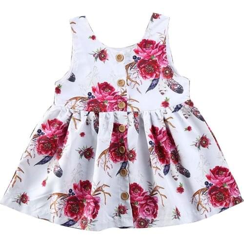 2020 Baby Girls Summer Dress cute Princess Floral Print Sleeveless Cotton Dress For Girls Fashion Girls Clothing