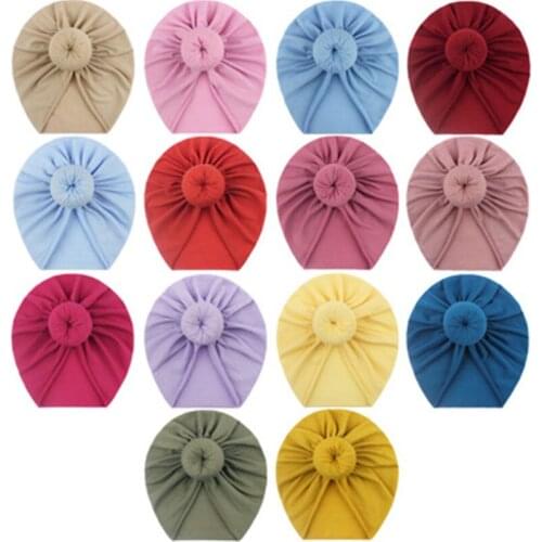 2021 Baby Accessories For Newborn Toddler Kids Baby Girl Boy Turban Cotton Beanie Hat Winter Cap Knot Solid Soft Hospital Caps