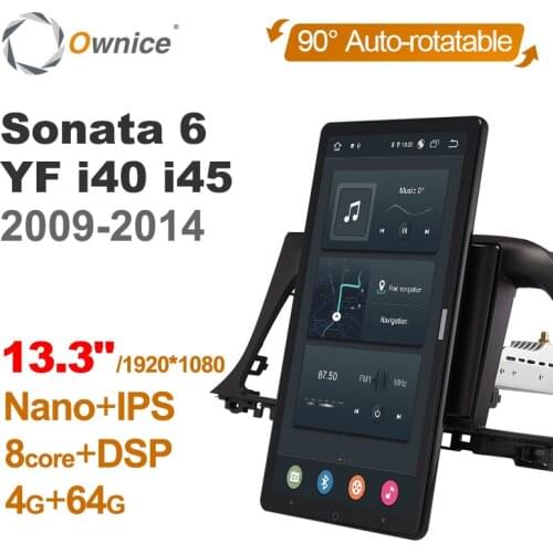 Auto Rotatable 1920*1080 Ownice Android 10.0 Car Multimedia for Hyundai Sonata 6 YF i40 i45 2009-2014 Car Auto Radio Audio Video
